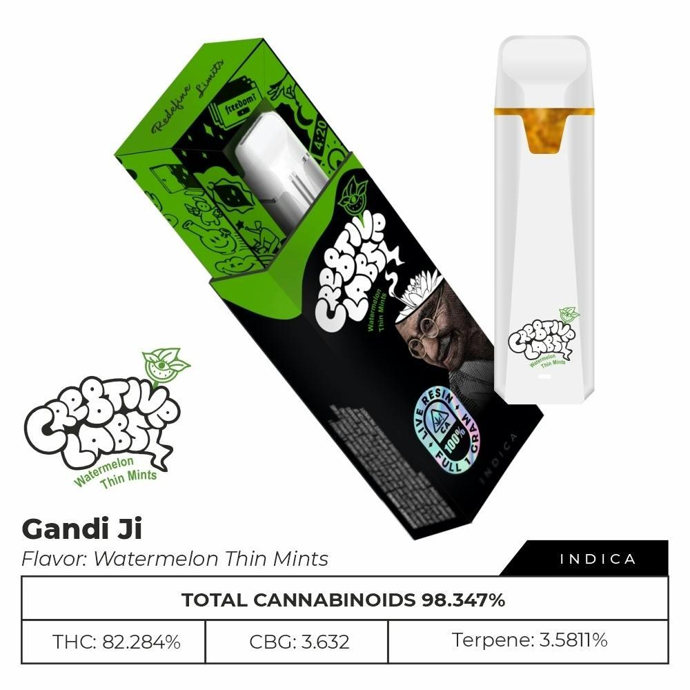 Watermelon Thin Mints (Indica) - 100% Whole Plant Live Resin 1Gr Disposable
